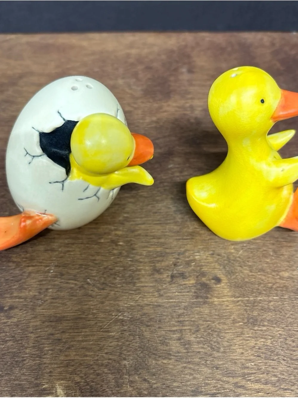 Vintage Yellow Ceramic Duck Salt and Pepper Shaker Set